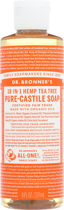 Pure Castile Liquid Soap, Hemp Tea Tree, 8 floz