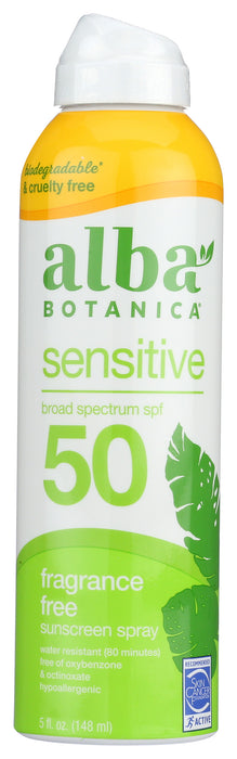 Sensitive Sunscreen 50, Clear Spray, Ftragrance Free, 6 oz