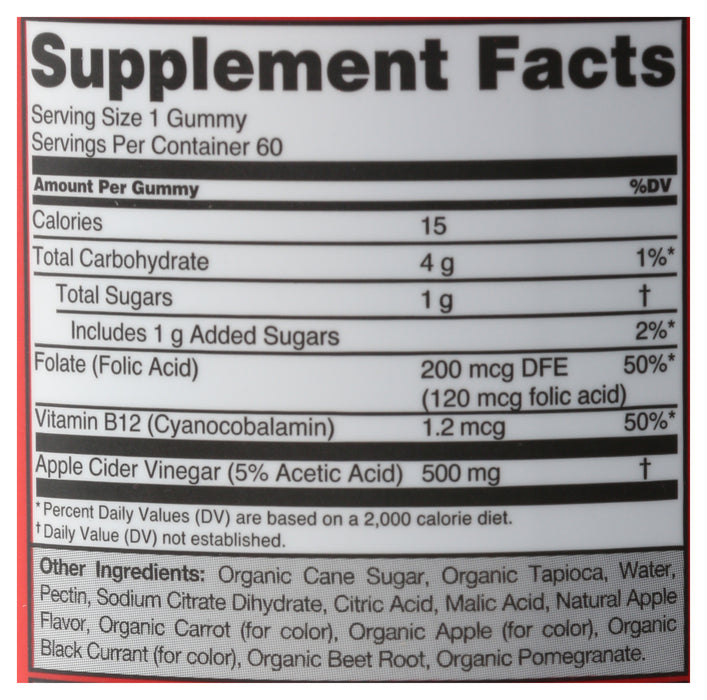 Apple Cider Vinegar, Org, 60 gummy