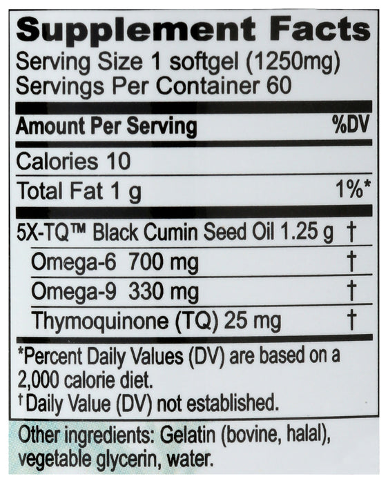 Black Seed Oil 1250mg, 60 sgel