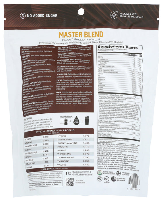 Master Blend Plant-Based Protein Powder, Chocolate, 19.26 oz