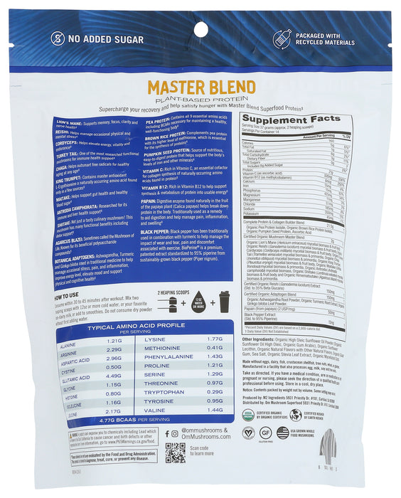 Master Blend Plant-Based Protein Powder, Vanilla, 18.27 oz