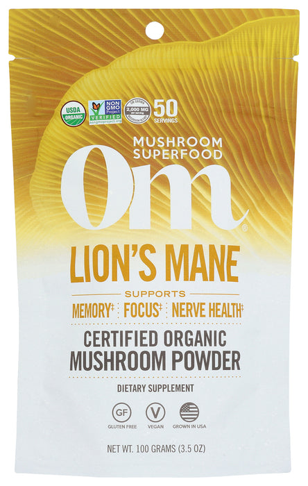 Lion's Mane Mushroom Powder, Org, 3.5 oz