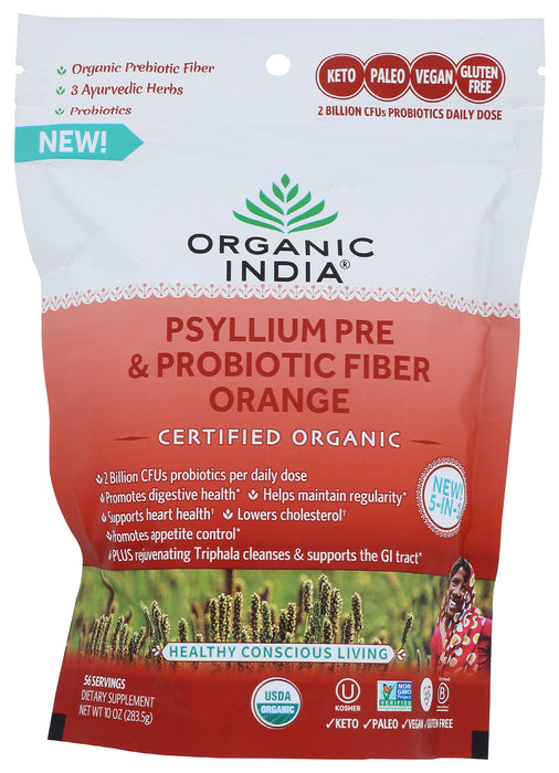 Psyllium, Org, Pre & Probiotics Fiber, Orange, 10oz