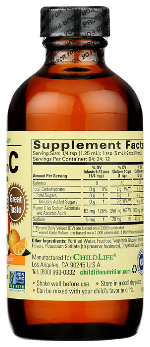 Vitamin C Liquid 250 mg, 4 floz