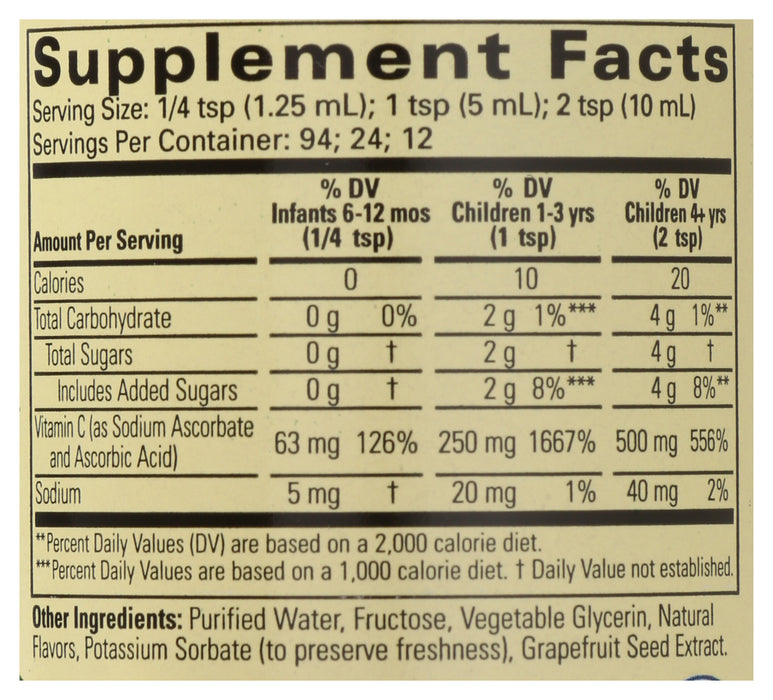 Vitamin C Liquid 250 mg, 4 floz