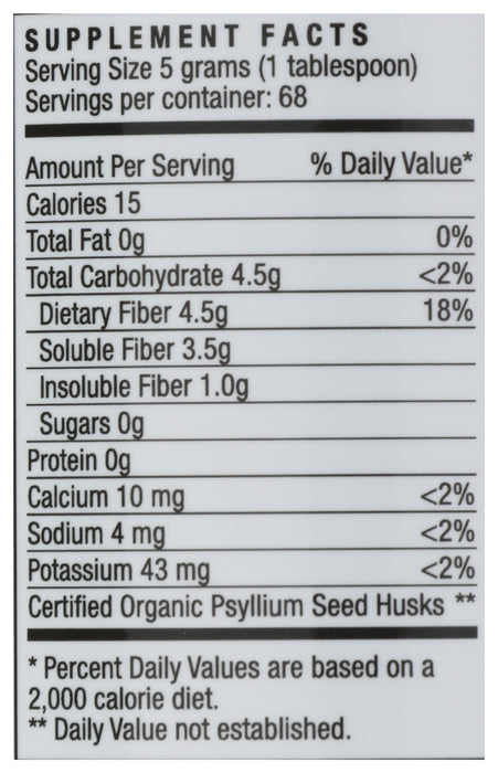 Psyllium Whole Husk, Org, 12 oz