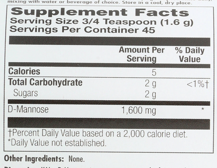 D-Mannose Powder, 1600mg, 2.5 oz