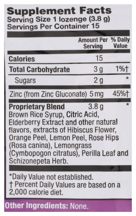 Immunity, Elderbrerry Zinc Lozenges, 15 loz