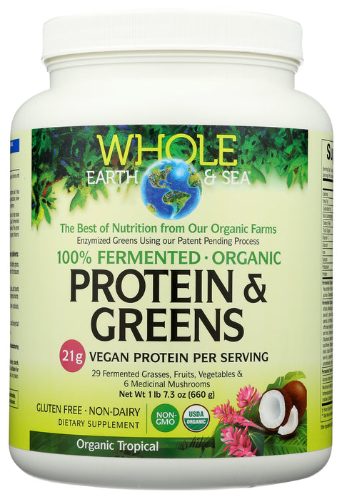 Protein & Green, Fermented, Org, Tropical, 660g