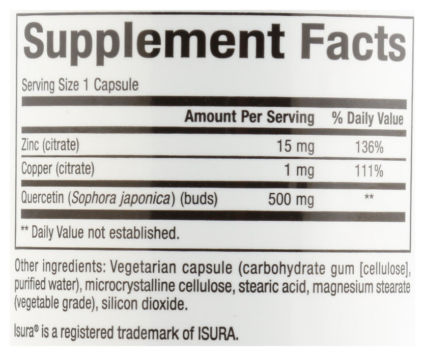 Quercetin 500mg with Zinc & Copper, 60 vcap