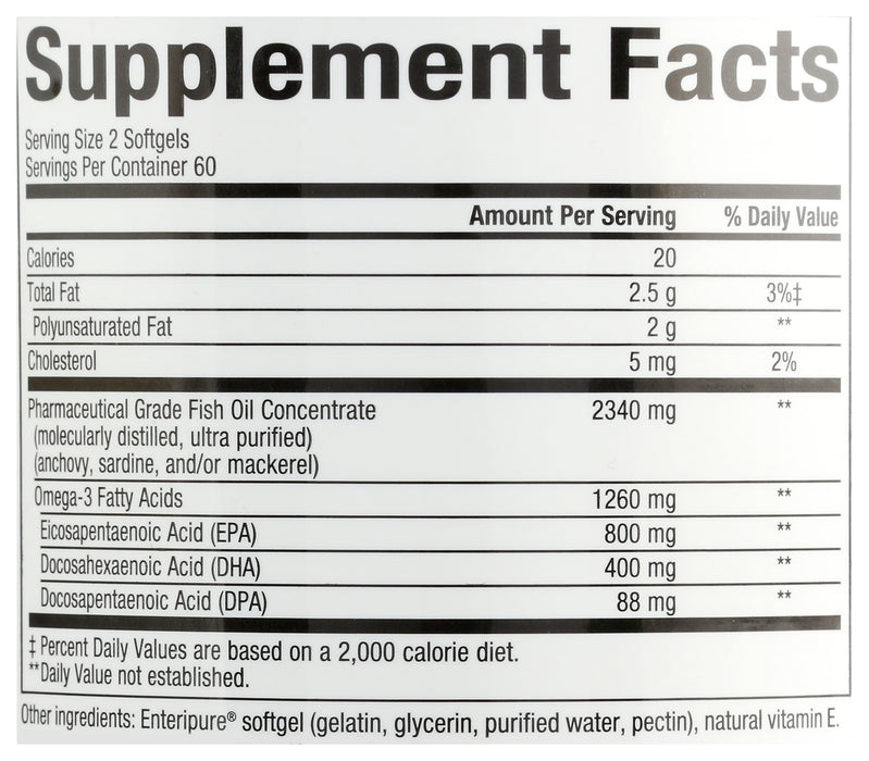 RxOmega-3, 400EPA/200DHA, Entripure, 120sgel