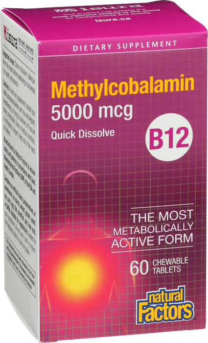 Vitamin B12, Methyl 5000mcg, 60tab