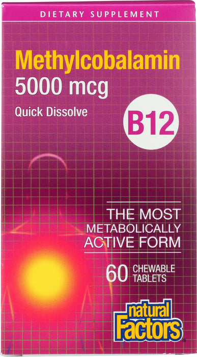 Vitamin B12, Methyl 5000mcg, 60tab