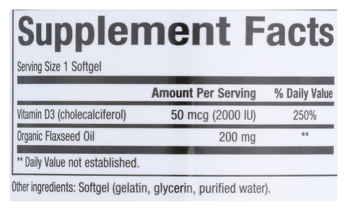 Vitamin D3, 50mcg (2000IU), 120 sgel