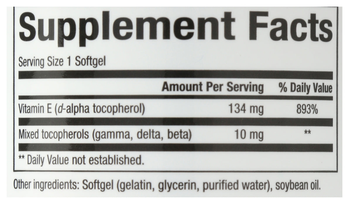 Vitamin E 134mg (200 IU), Mixed Tocopherols, 90sgel