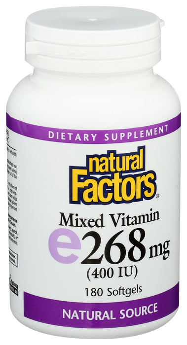 Vitamin E 268mg (400 IU), Mixed Tocopherols, 180sgel