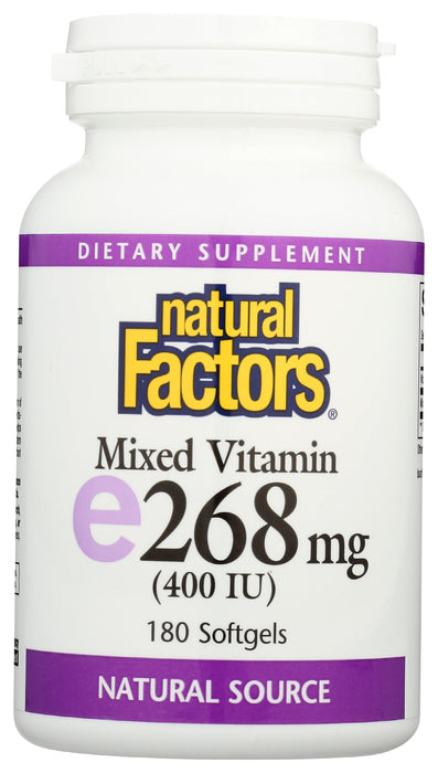 Vitamin E 268mg (400 IU), Mixed Tocopherols, 180sgel