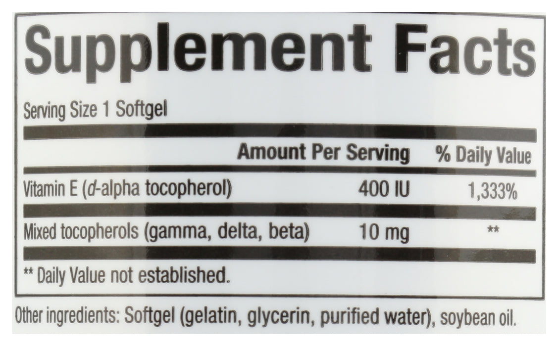 Vitamin E 268mg (400 IU), Mixed Tocopherols,, 90sgel