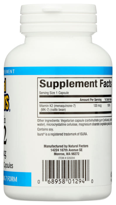 Vitamin K2, 100mcg, 60vcap