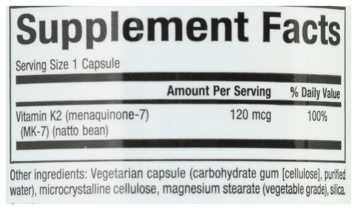 Vitamin K2, 100mcg, 60vcap