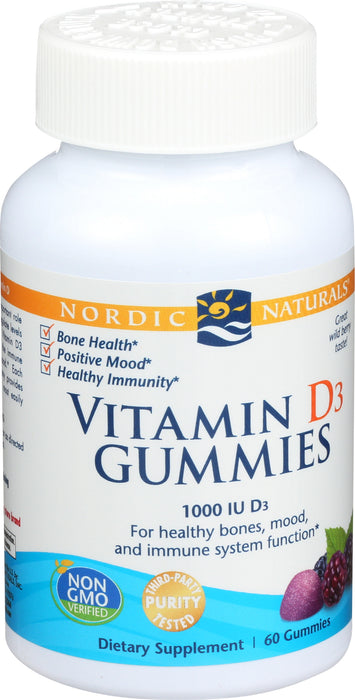 Vitamin D3 1000IU, Wildberry, 60gummy