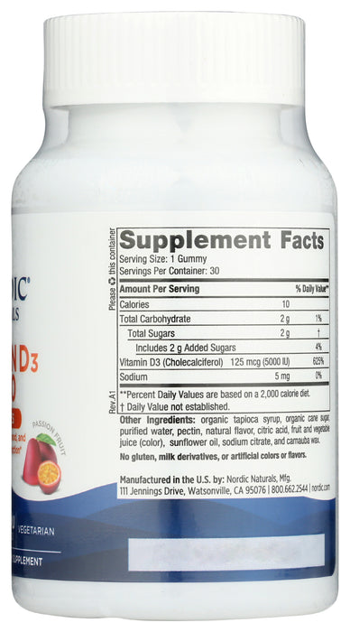 Vitamin D3 5,000IU (125 mcg), 30 gummy