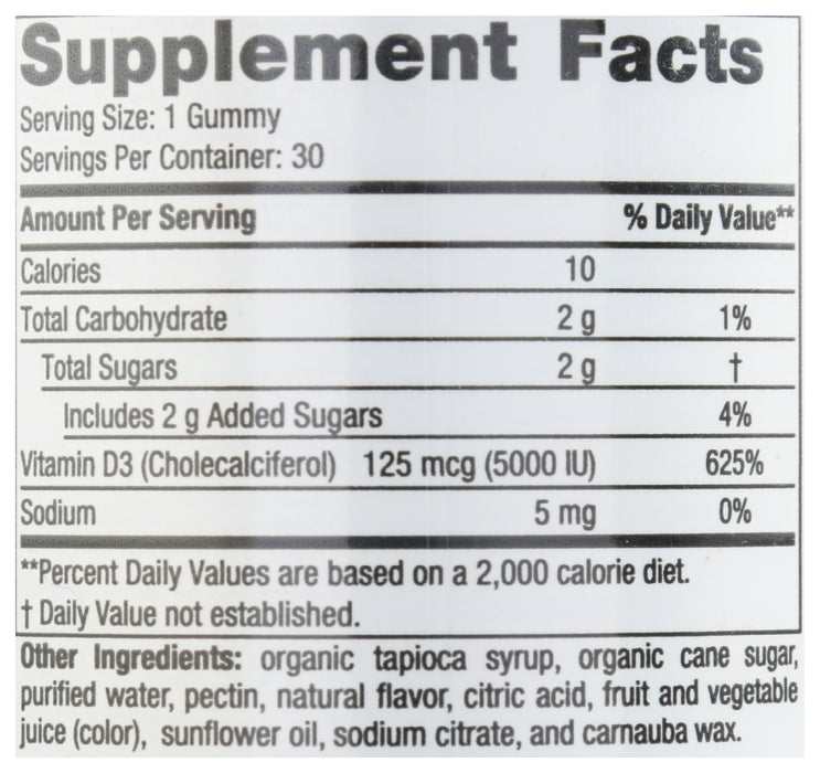 Vitamin D3 5,000IU (125 mcg), 30 gummy