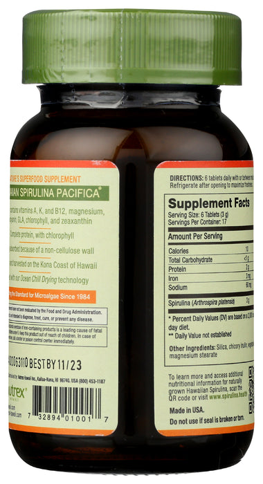 Hawaiian Spirulina 500mg, 100 tab