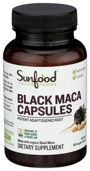 Maca Powder 800mg, Black, Org, 90 cap