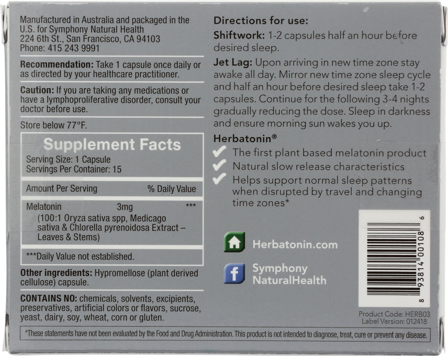 Herbatonin 3mg, 15 vcap