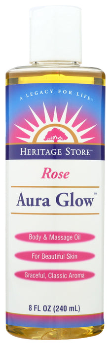 Body Oil Aura Glow, Rose, 8 fl oz