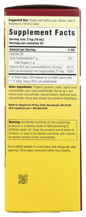 Blood Builder Liquid Iron, Once Daily, Orchard Fruit, 7.7 floz