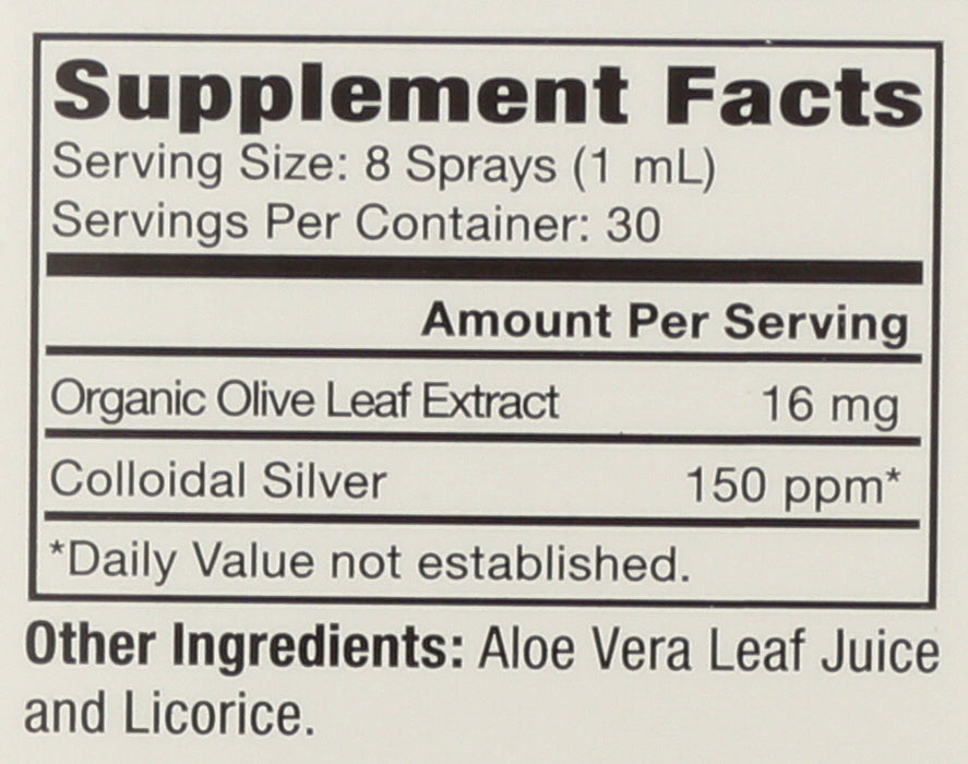 Colloidal Silver W/ Olive Leaf, 1 floz