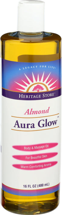 Body Oil, Aura Glow, Almond, 16 fl oz