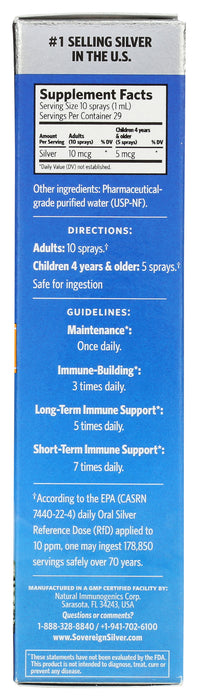 Silver Hydrosol 10ppm, Vertical Spray, 1 floz