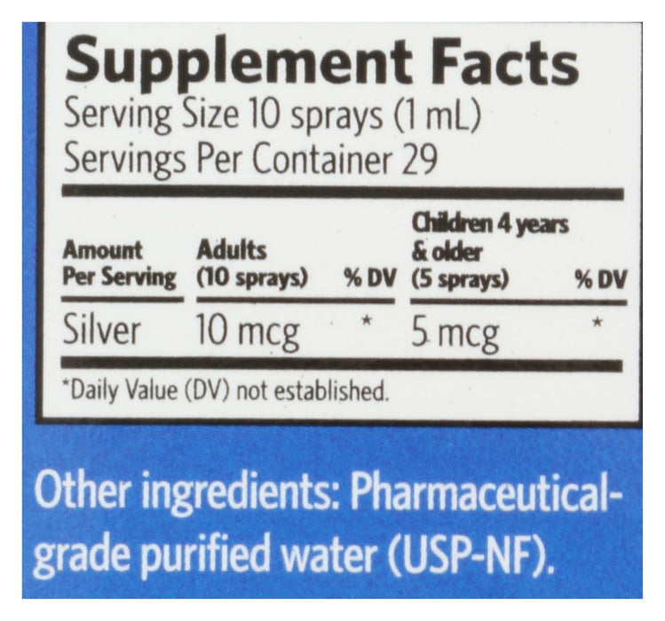 Silver Hydrosol 10ppm, Vertical Spray, 1 floz
