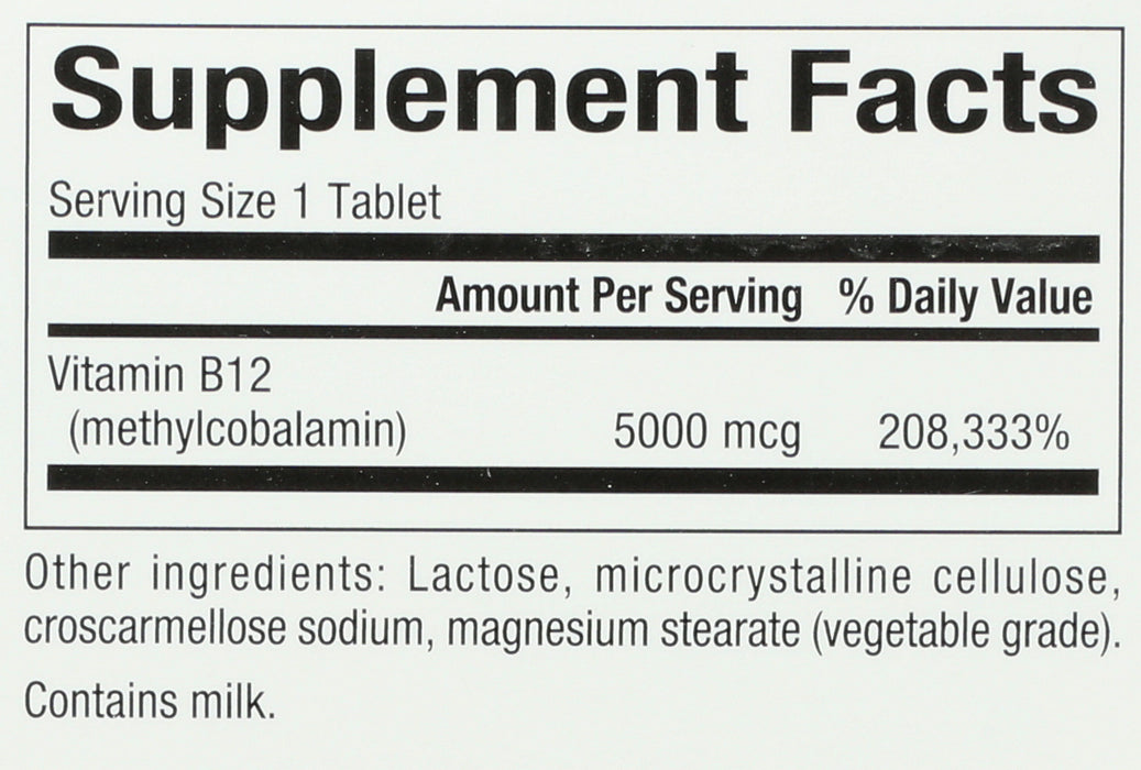 Vitamin B12, Methyl 5000mcg, 60tab