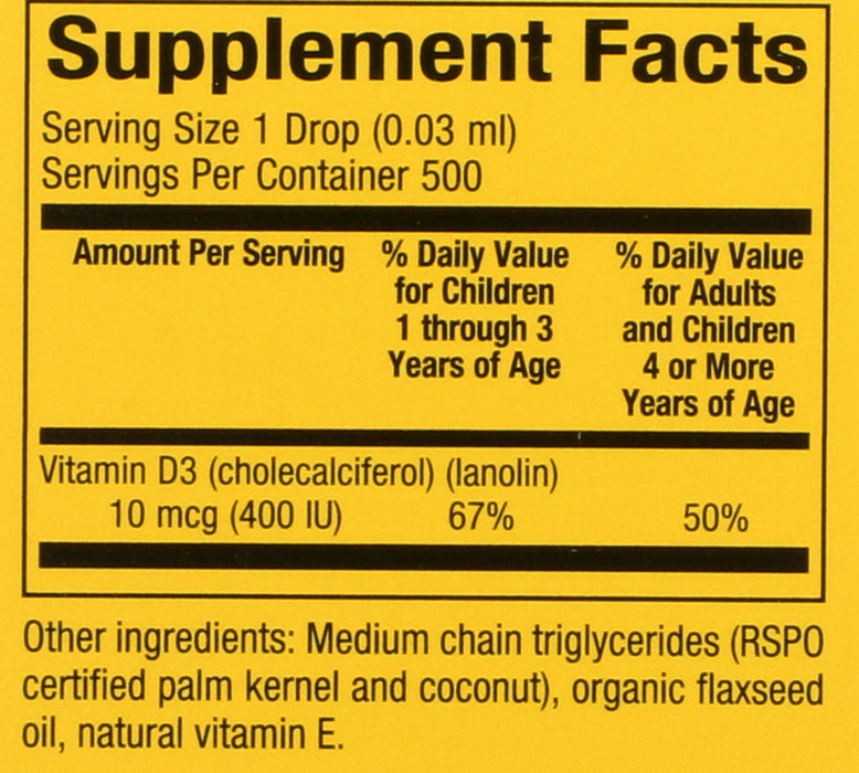 Vitamin D3, 400IU, 0.5floz