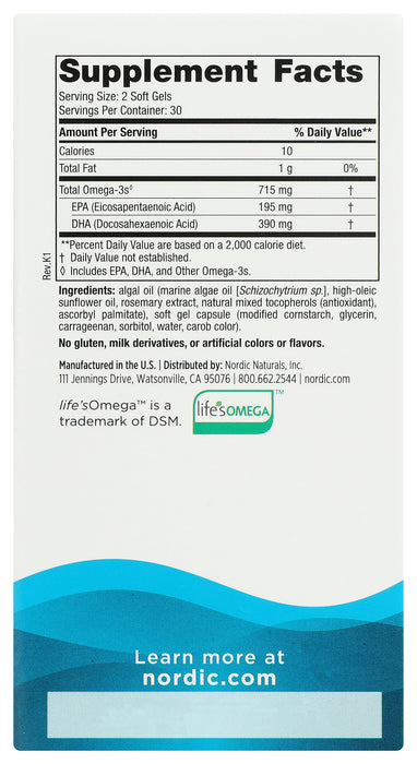 Algae Omega, 715mg, 60sgel