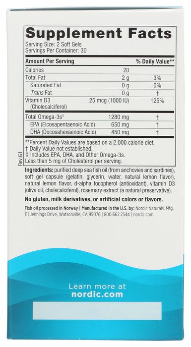 Ultimate Omega-D3, 1280mg+1000IU, 60sgel