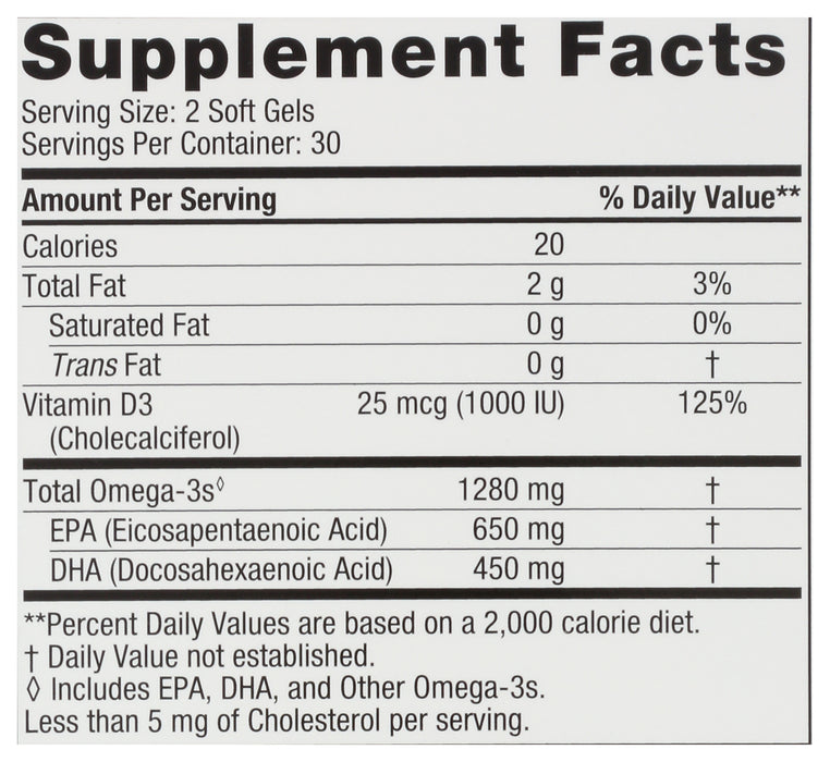 Ultimate Omega-D3, 1280mg+1000IU, 60sgel