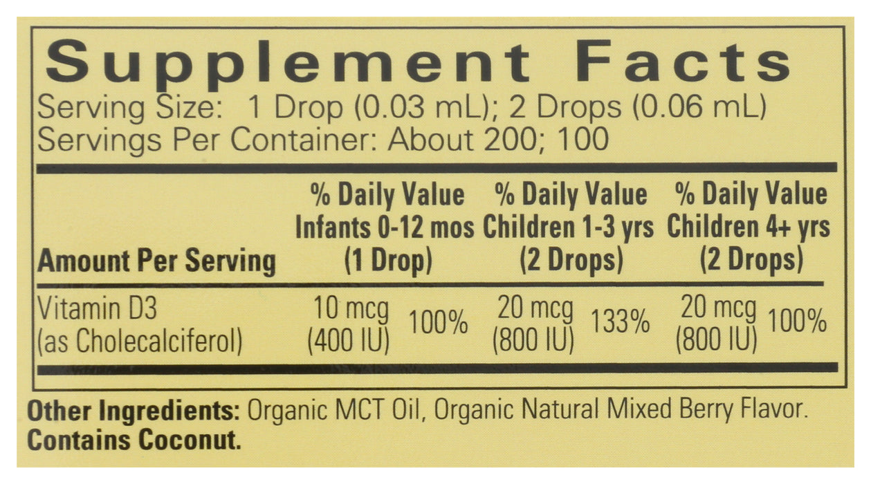 Vitamin D3 Drops for Babies & Infants, Berry, Org, 10 ml