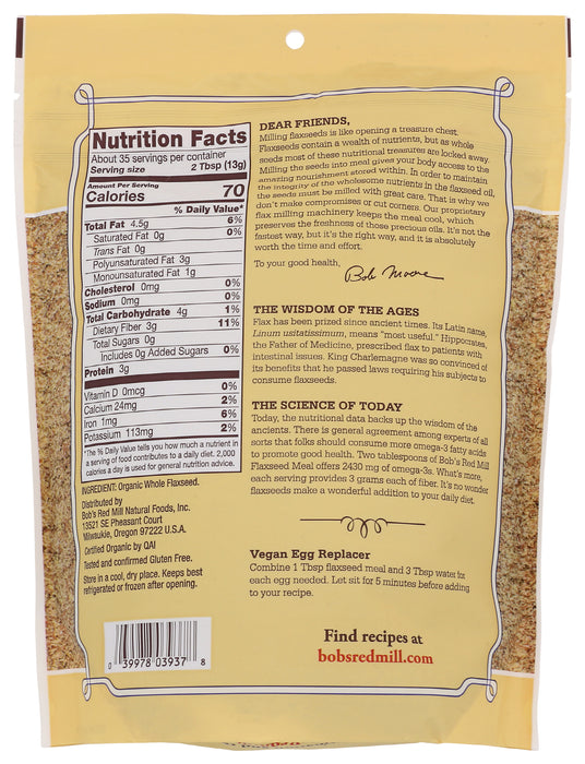 Brown Flaxseed Meal, Org, 16 oz