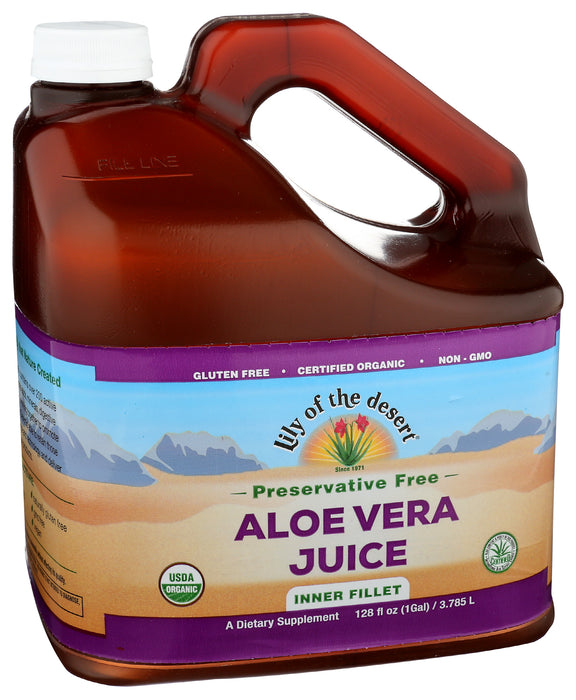 Aloe Vera Juice, Inner Filet, No Preservative, Org, 1 gal