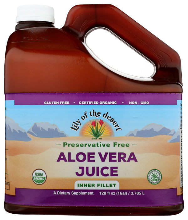 Aloe Vera Juice, Inner Filet, No Preservative, Org, 1 gal