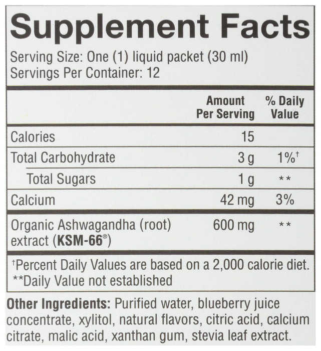 Ashwagandha Liquid, Blueberry, 1 oz / 12 ct