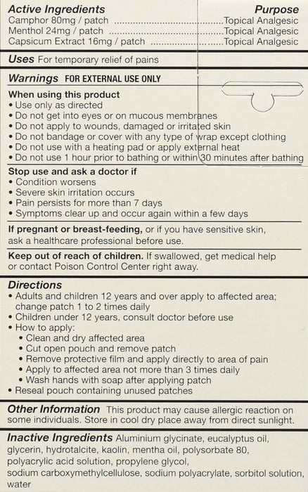 Pain Relieving Patch, 5 pk