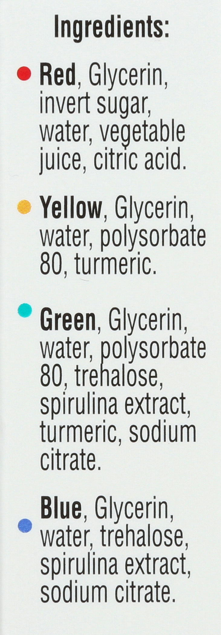 Assorted Food Coloring 4 pk, 1.2 fl oz — Natures Pick Market