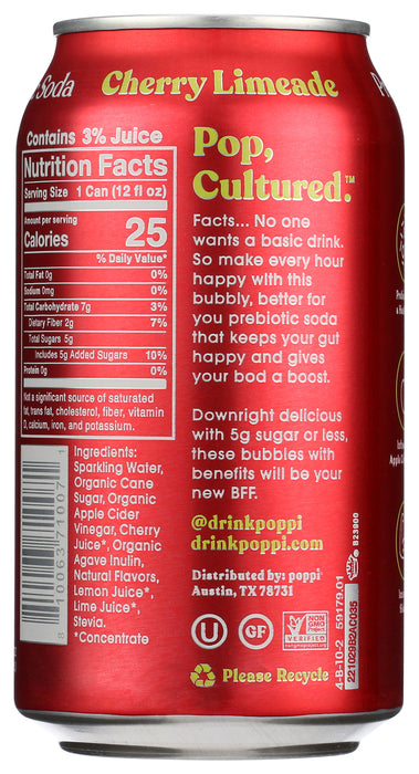 Cherry Limeade Prebiotic Soda, 12 floz